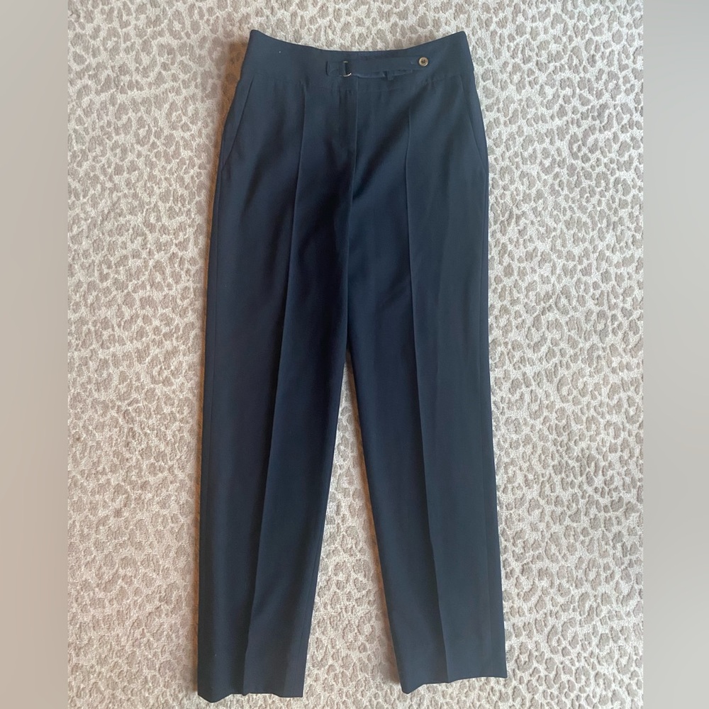 Giorgio Armani Black Label Dark Navy/Black Lightweight Wool Trousers, size 2